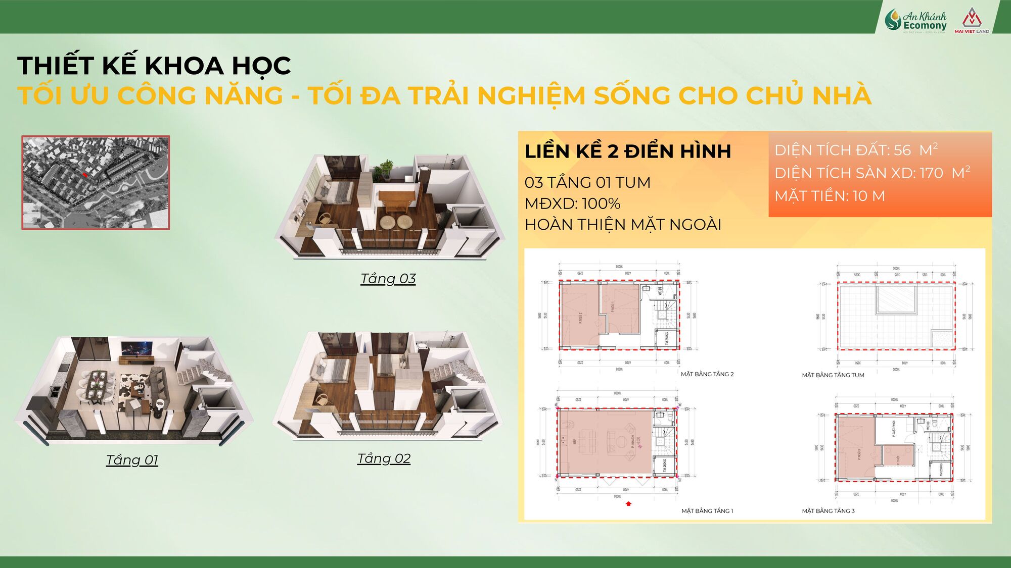 Mặt bằng liền kề loại 2 An Khánh Ecomony
