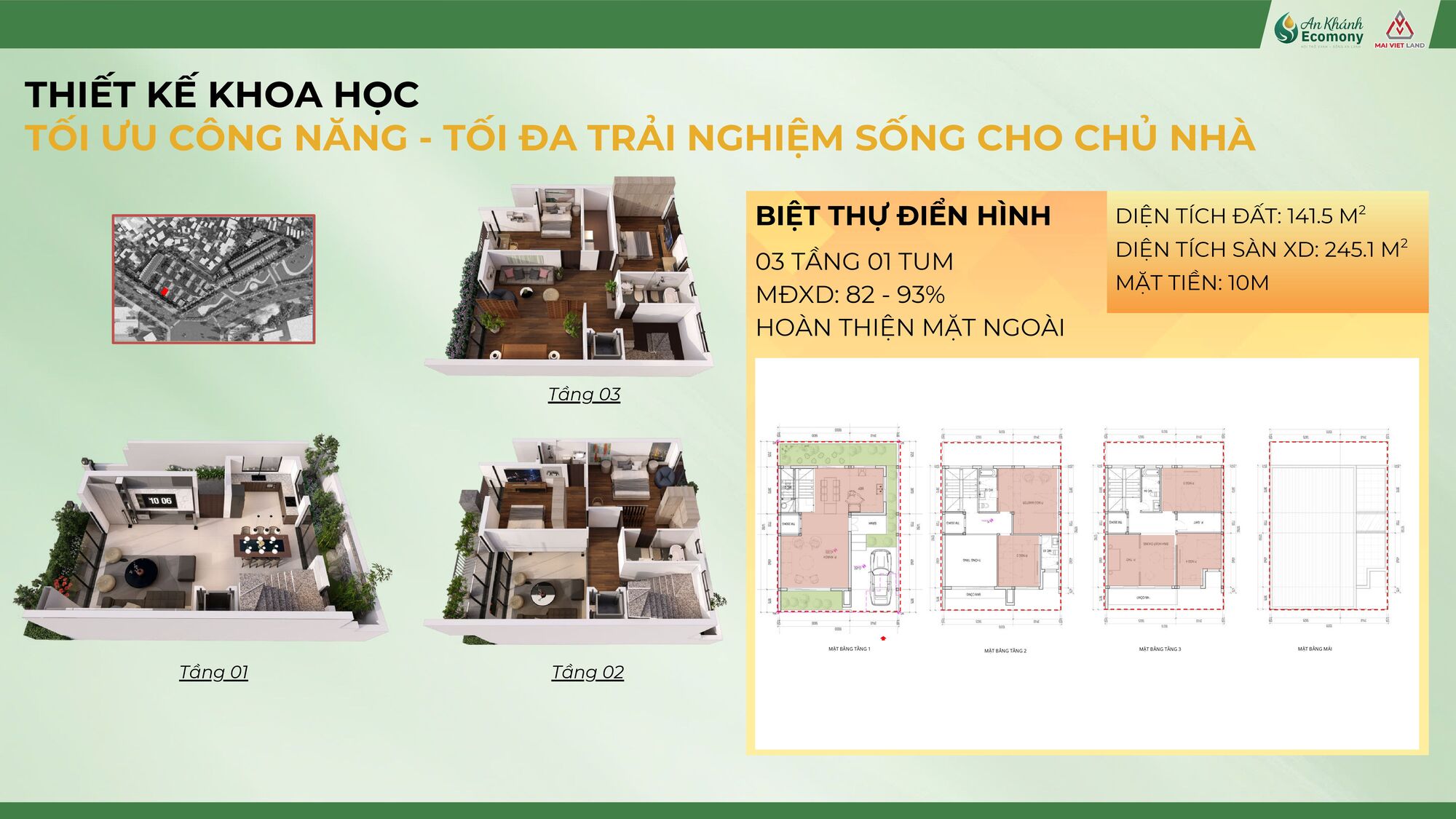 Mặt bằng biệt thự An Khánh Ecomony