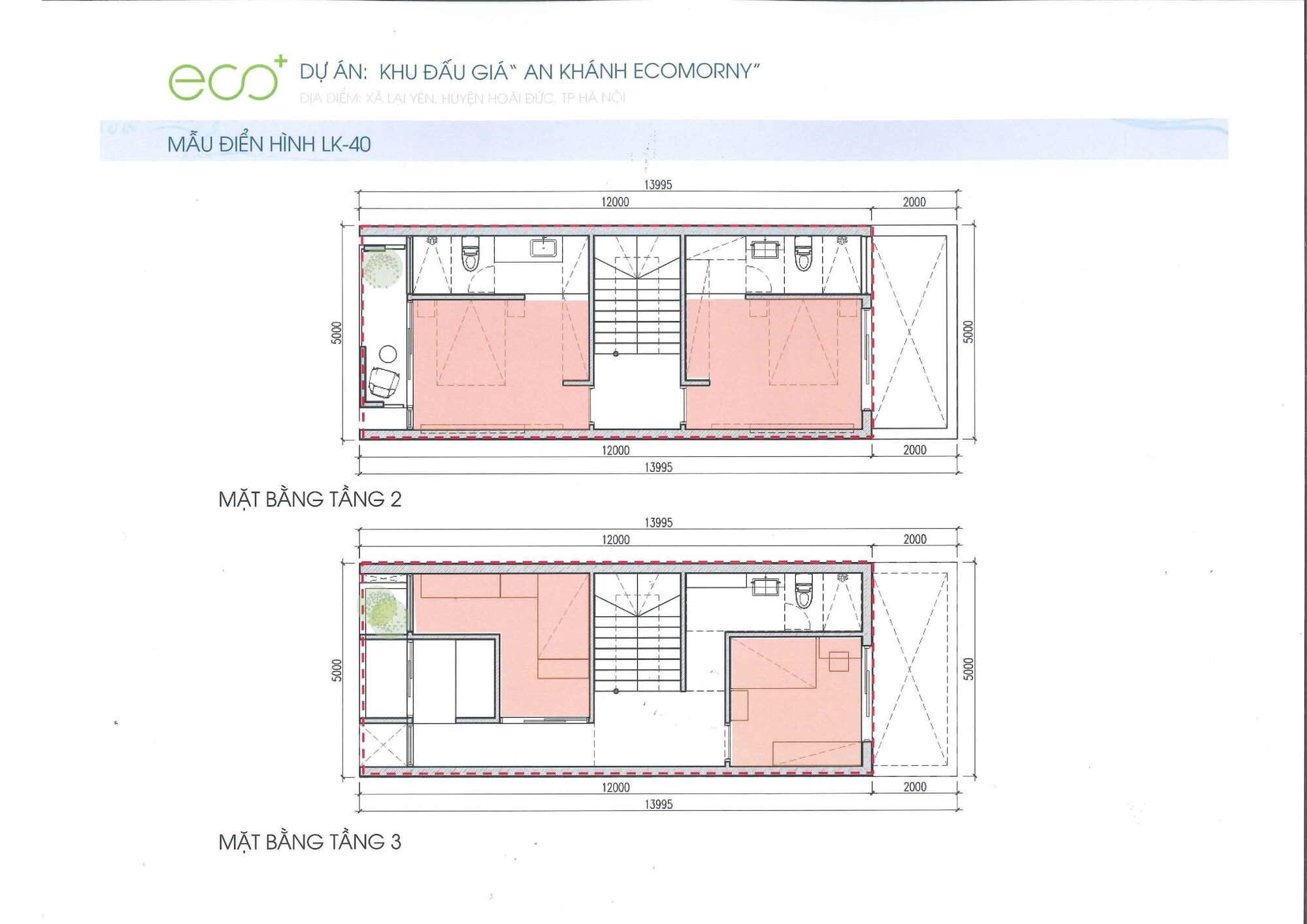 Mặt bằng An Khánh Ecomony - Thiết kế thông minh kiến tạo không gian sống lý tưởng 31 Mặt bằng tầng 2-3 liền kề An Khánh Ecomony