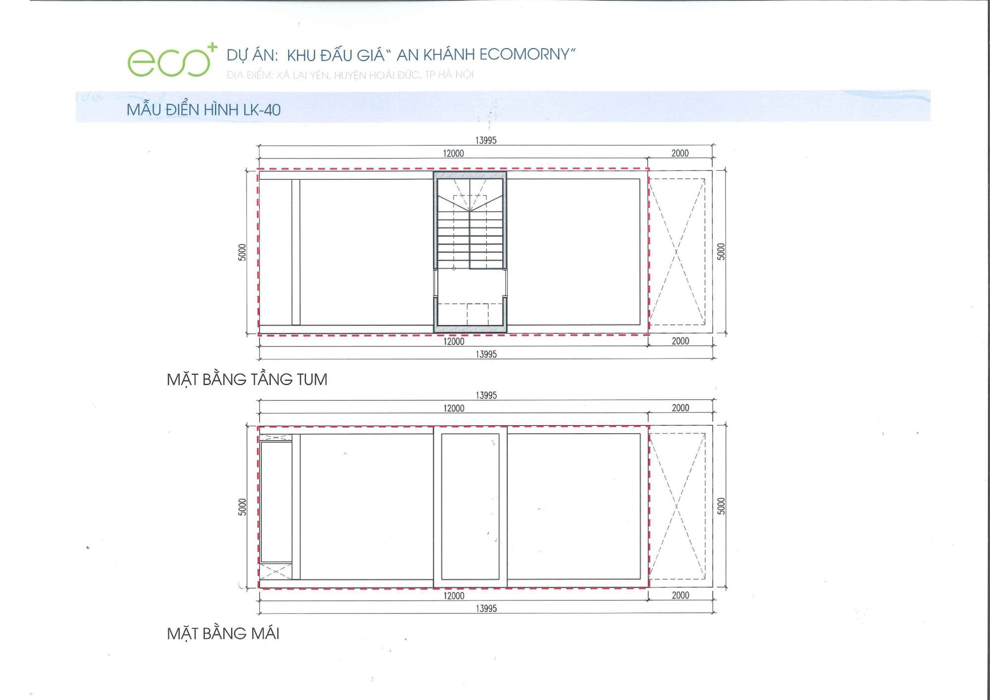 Mặt bằng An Khánh Ecomony - Thiết kế thông minh kiến tạo không gian sống lý tưởng 32 Mặt bằng tầng tum và mái liền kề An Khánh Ecomony